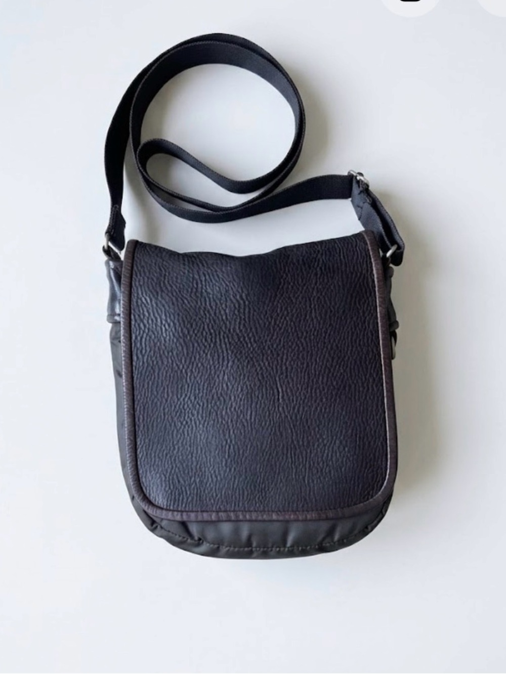 Dark Brown Leather Crossbody Bag - Adjustable Strap